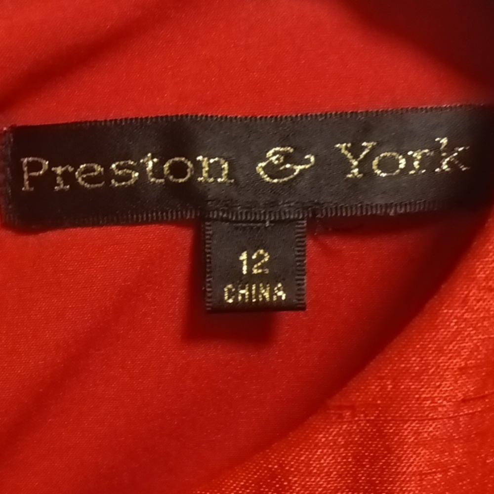 FINAL PRICE Preston & York red, black laced, crocheted floral print dress 12